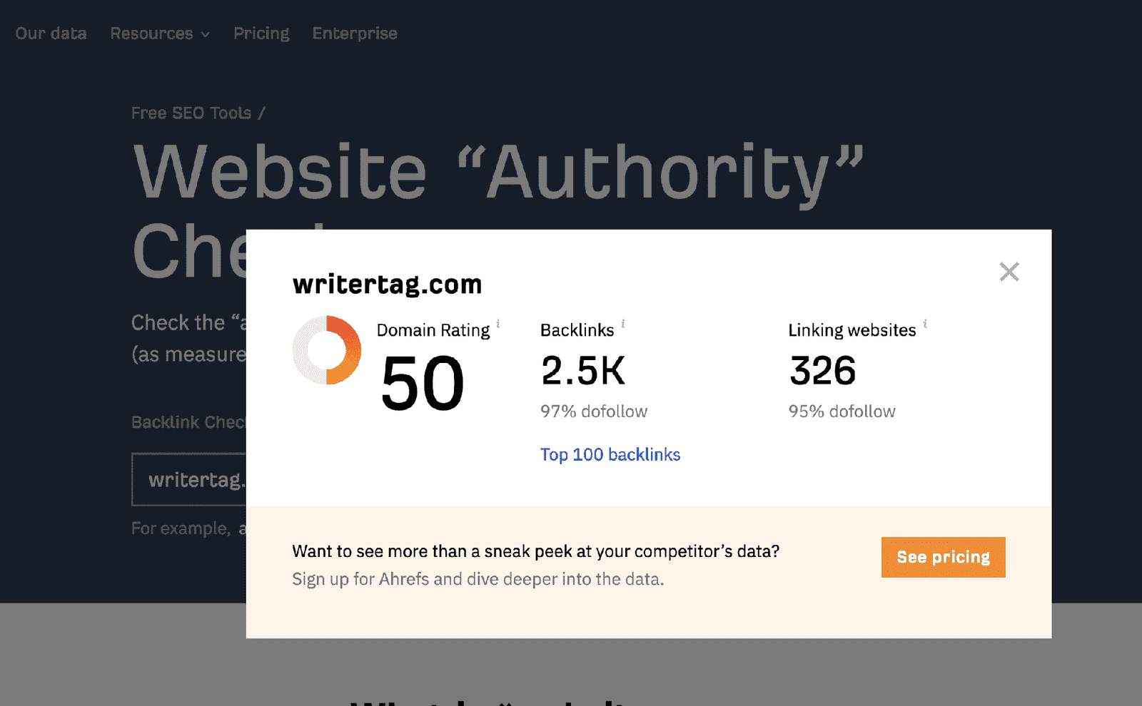 A Screenshot Of The Website Authority Checker Showing Ways To Increase Domain Authority Quickly.