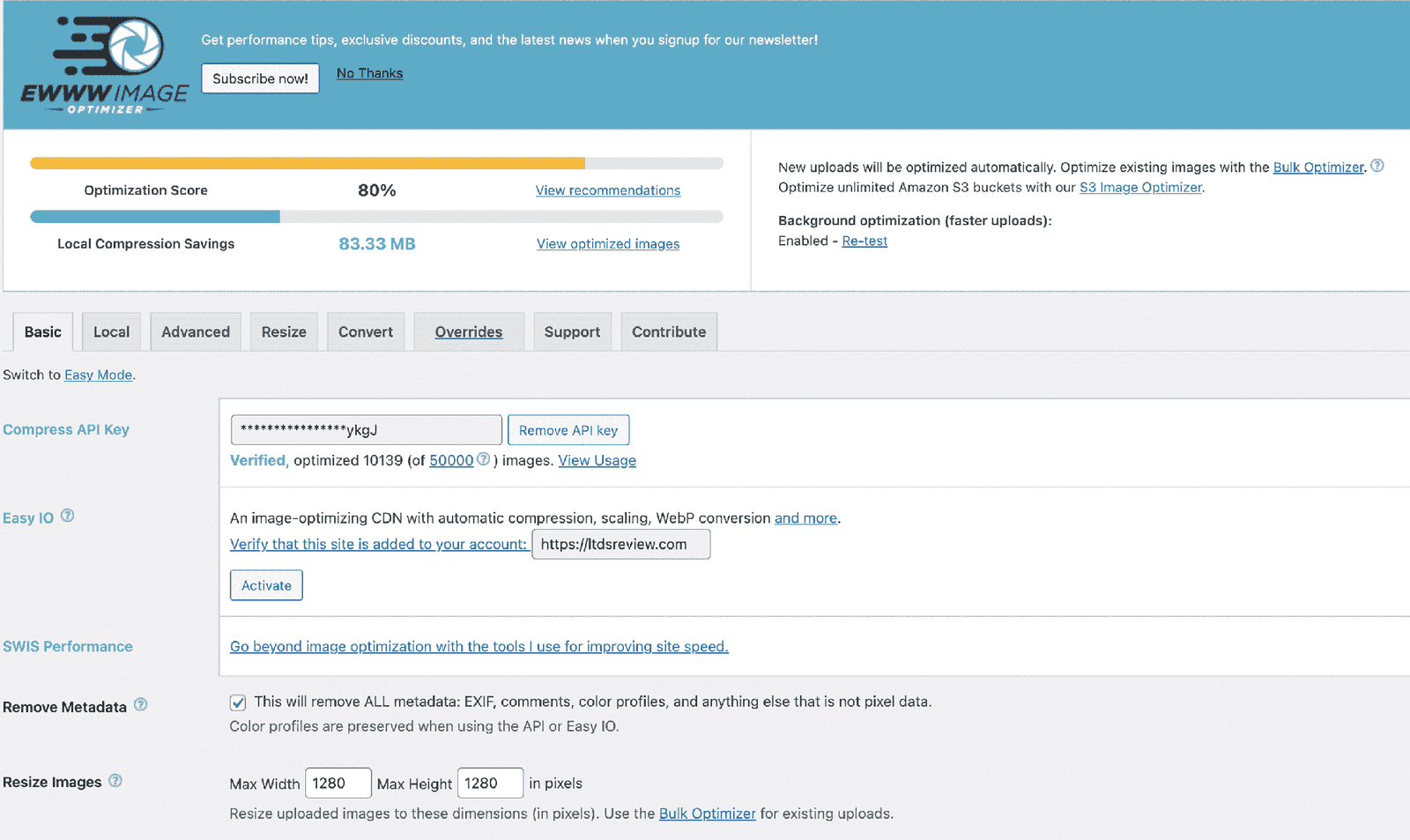 A Screenshot Of The Wordpress Dashboard Featuring The Ewww Image Optimizer Plugin For Image Compression.