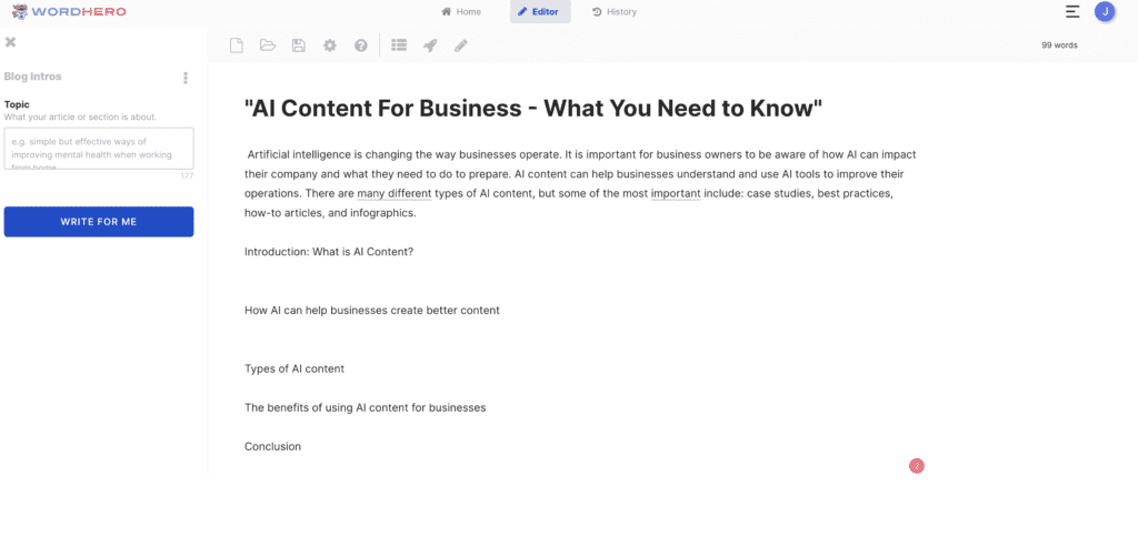 Wordhero Long form editor Wordhero Long form editor