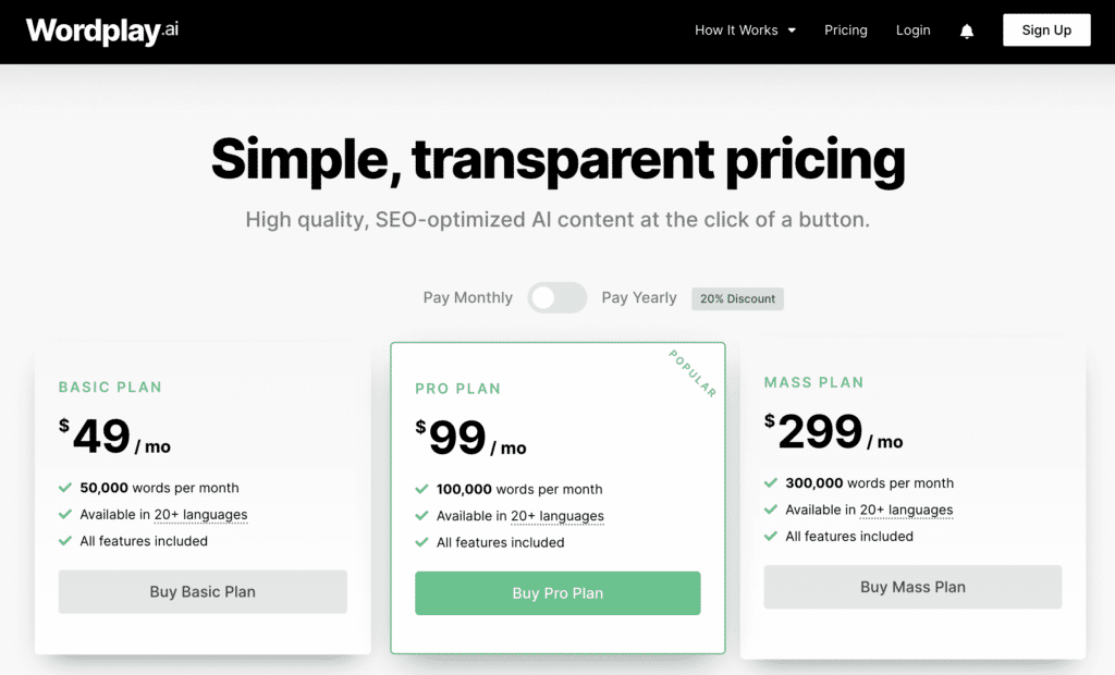 Wordplay Monthly Price