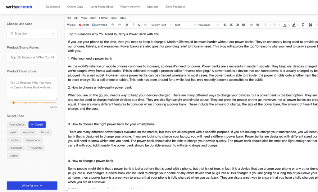 Writecream Long Editor Writecream Long Editor