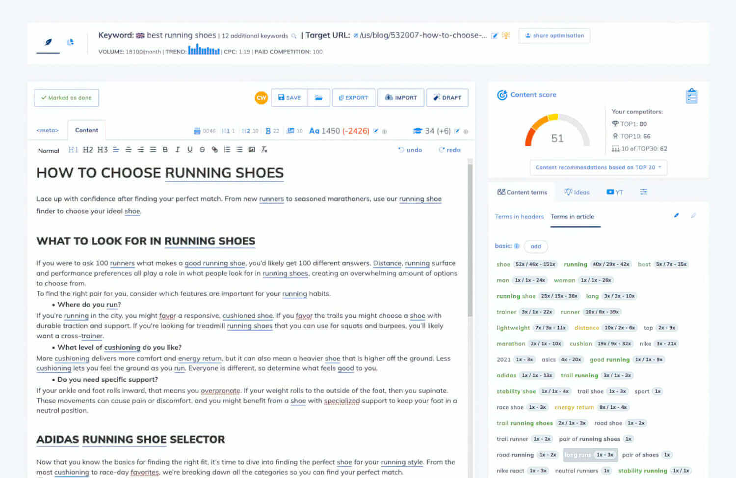 NeuronWriter Review | How Good is Ai Writer For Content SEO? A screenshot of a website demonstrating shoe selection tips.