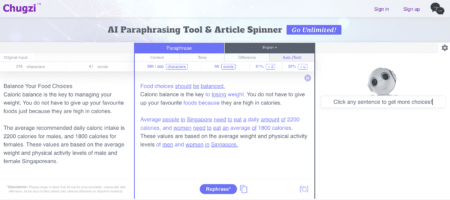 A screenshot of a website featuring a microphone for Chugzi Review.