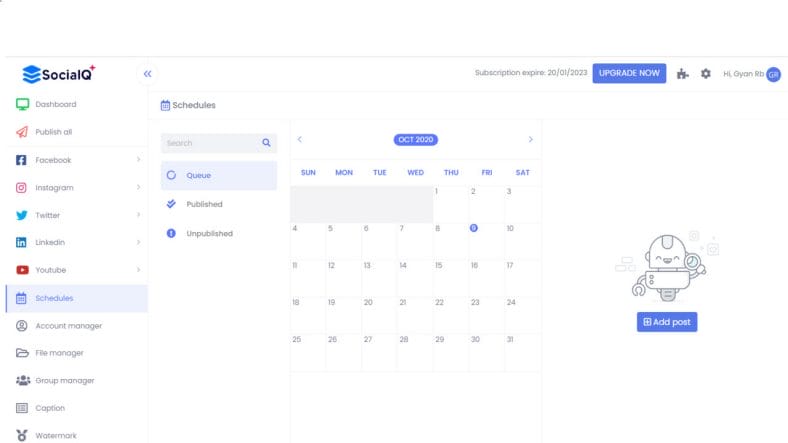 SocialQ Calender Post