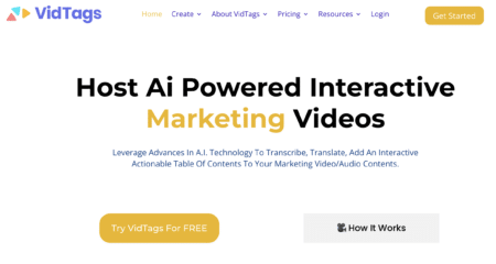 Host ai powered interactive marketing videos using VidTags, the AI auto translate tool that converts video audio to text for enhanced accessibility and a lifetime deal worth considering.