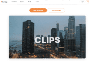 A screenshot of a website featuring FlexClip, my experience with creating marketing videos.
