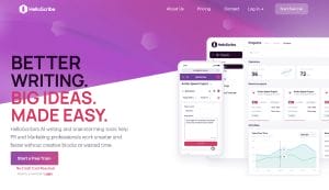 A Purple Website That Utilizes Ai-Powered Tools For Marketing And Features The Words &Amp;Quot;Better Writing&Amp;Quot; And &Amp;Quot;Big Easy.