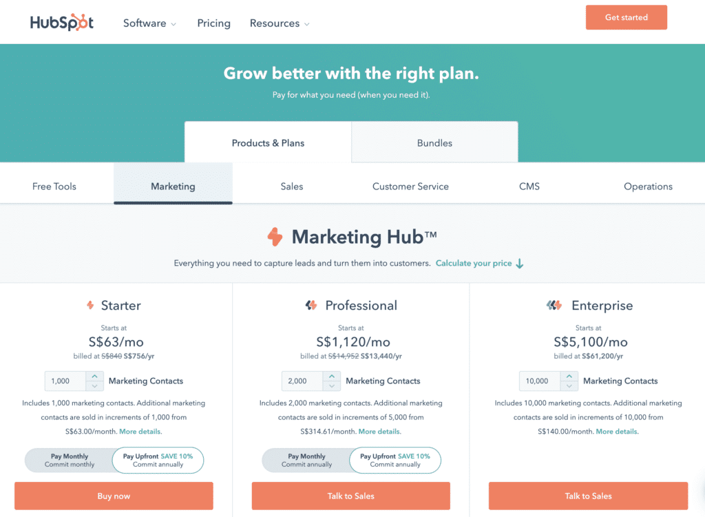 hubspot pricing Plan