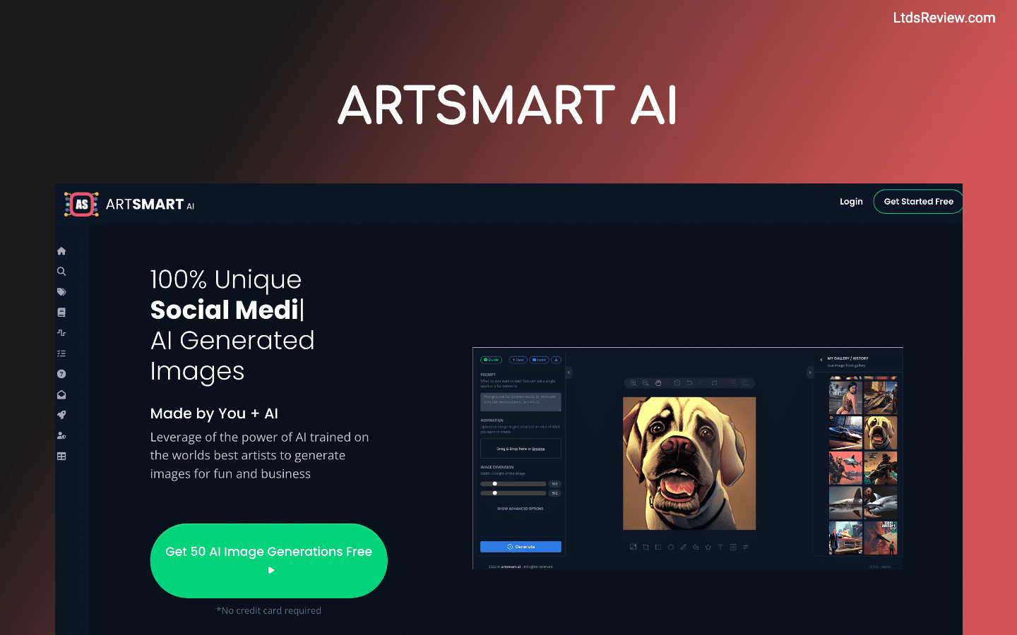 Artsmart Al Review Art smart ai - social media image generator using AI-generated images.