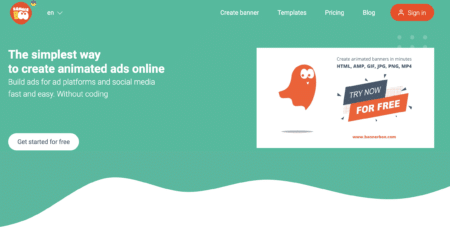 The Homepage For Creating Animated Ads Using Bannerboo.