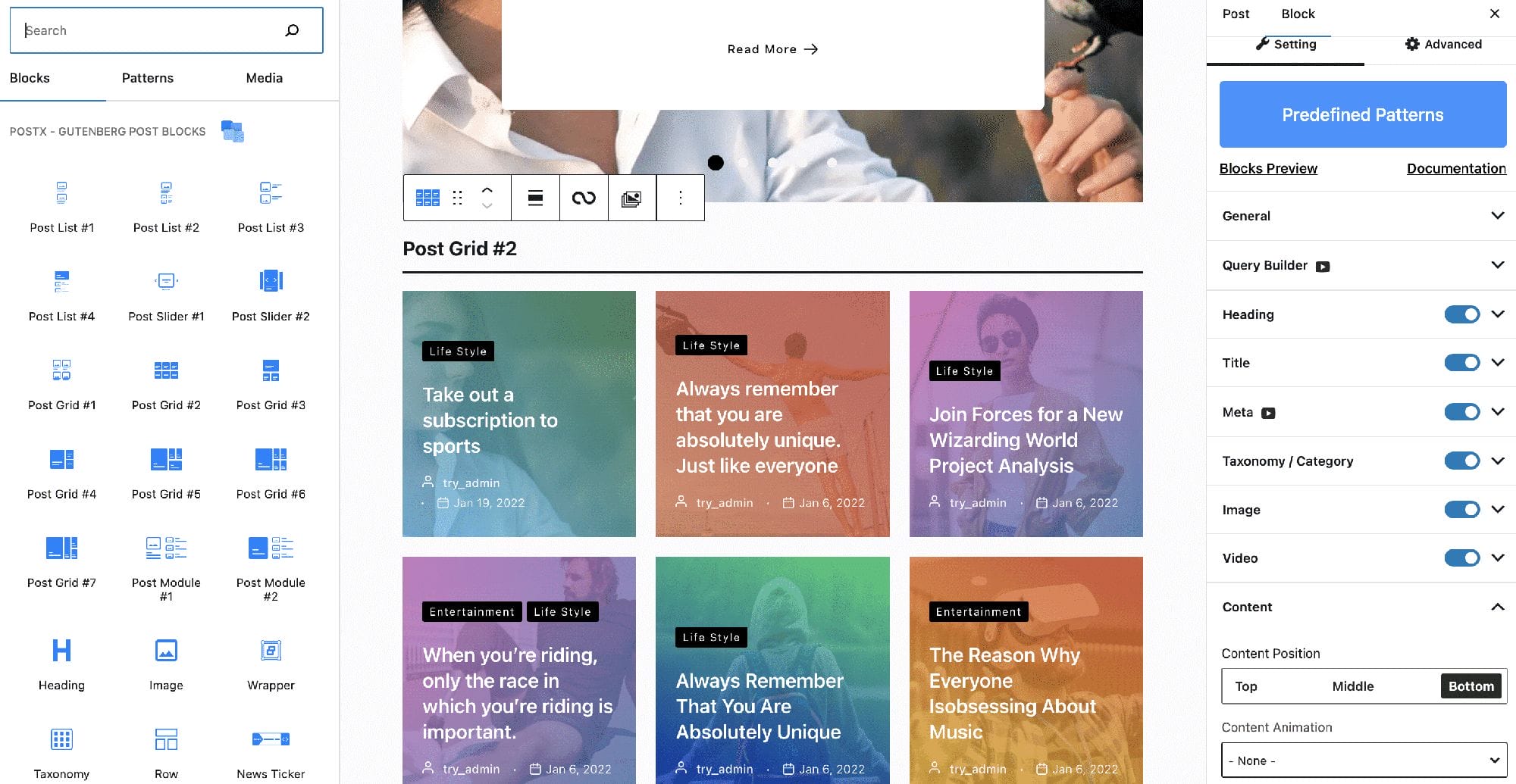 PostX Gutenberg Feature
