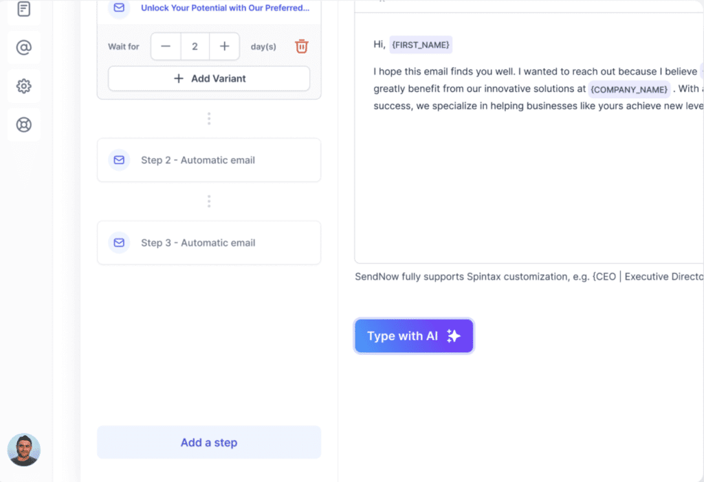 Sendnow Email placeholder Sendnow Email placeholder
